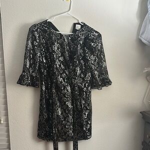 Black and Silver Lace dress the vampires wife